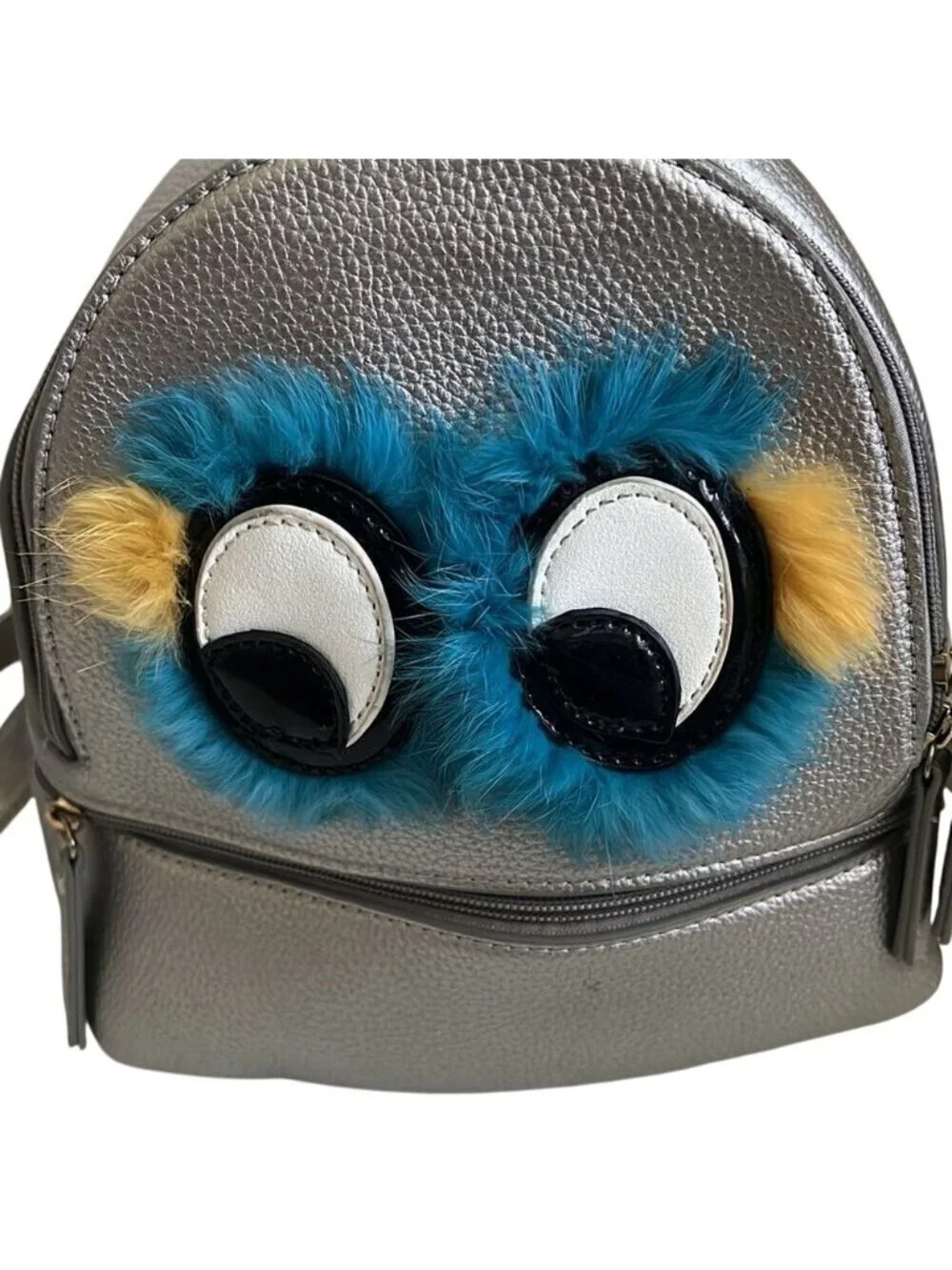 Olivia Miller Furface Silver Retro Inspired Monster Theme Mini Backpack